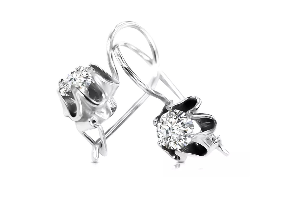 Ασήμι 925 925 Zircon Σκουλαρίκια vec013s Russian Soviet USSR Vintage style Art Deco style